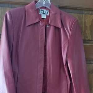 Ladies Red Leather Jacket. Lined.